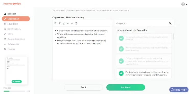 Resume Genius resume builder
