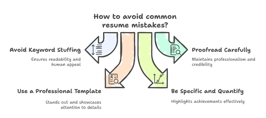 Infographic displaying the most common mistakes in resume tailoring and how to avoid them